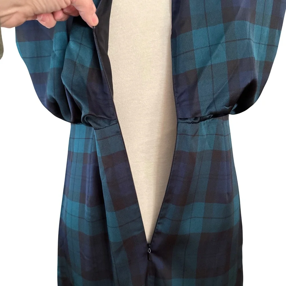 Ann Taylor Tartan Cap Sleeve Midi Dress Rainforest Size 6